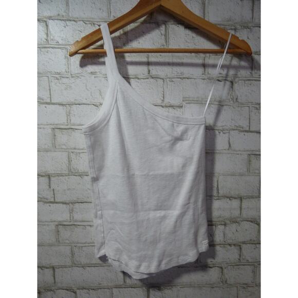 $38 We the Free People White One Way Or Another One Shoulder Tank Top M NEW - Picture 4 of 8